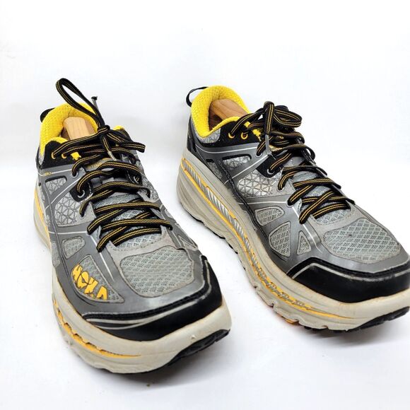 HOKA ONE ONE Stinson 3 ATR Gray And Yellow Mens Running Shoes Size US11.5 EU 46 - Picture 1 of 16